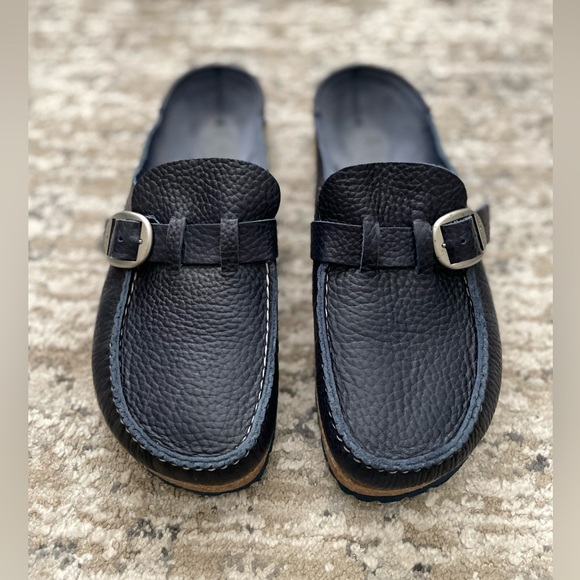 Birkenstock Shoes - Birkenstock Buckley 39 Navy Blue Leather Clog Size 8 Womens